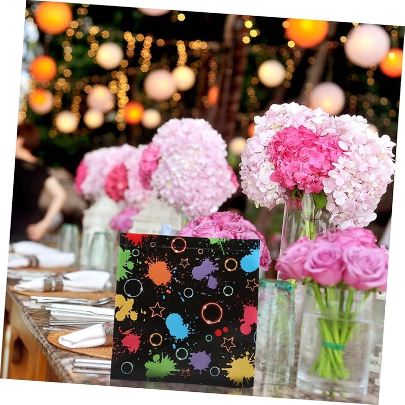 أكياس هدايا غير منسوجة من النيون بمقابض 10 قطع، أكياس حلوى لحفلات الأطفال لأعياد الميلاد وهالوين - Image 5